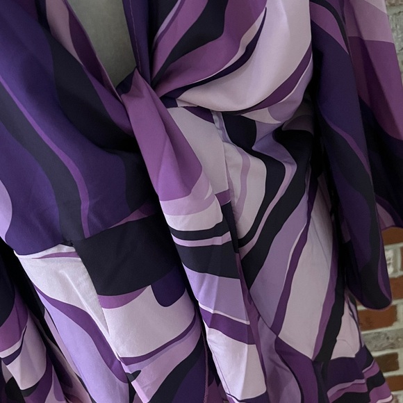 SHEIN Curve Purple and Black Patterned Tie Front Kimono Blouse 3XL - Picture 9 of 13